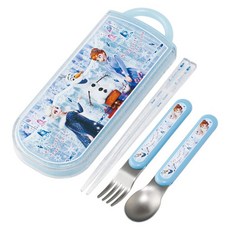 Skater 抗菌三重餐具 湯匙 + 叉子 + 筷子 + 收納盒組 TACC2AG, 湯匙 + 叉子 + 筷子 + 收納盒, 1套, 艾莎 安娜