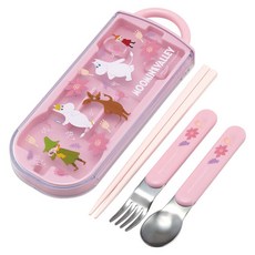 스케이터 항균 트리플식기 세트 TACC2AG, 무민핑크, 스푼 + 포크 + 젓가락 + 케이스, 1세트