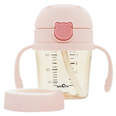 스펙트라 유아용 원터치 베베곰 빨대컵, 파우더핑크, 1개, 150ml