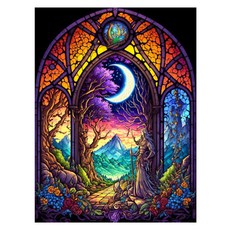 알로데 수중 세계 벽 장식 라운드 보석십자수 DIY키트 20 x 30 cm, NO 01, 1개