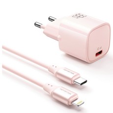 Mcdodo 麥多多 GaN PD3.0 PPS 超高速迷你充電器 33W + Type-C to 8-pin 線材套組, 1套, 粉紅色