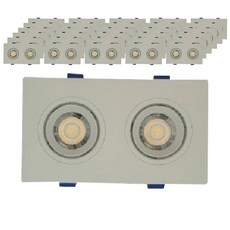 시그마 LED 각도조절 확산형 다운라이트 사각 2구 10W 삼성칩 전구색, 화이트