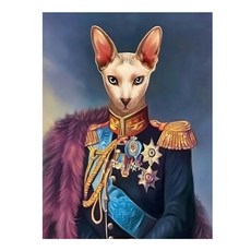 알로데 동물 의인화 된 귀족 벽 장식 보석십자수 DIY 키트 30 x 40 cm, NO 01, 1세트