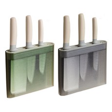 Monaco Olive 無孔半透明安全刀架 2件套, 灰色, 綠色, 1組