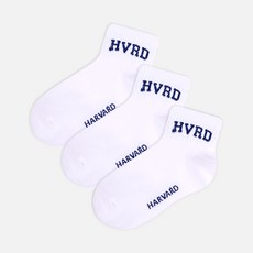 하버드키즈 아동용 클래식로고 단목 양말 3족 세트