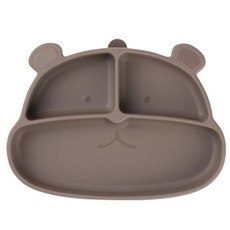mommy's table 吃吃熊吸盤式食品級矽膠嬰幼兒餐盤, 1個, 熊棕色, 單品