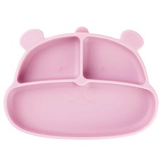 mommy's table 吃吃熊吸盤式食品級矽膠嬰幼兒餐盤, 1個, 嬰兒粉, 單品