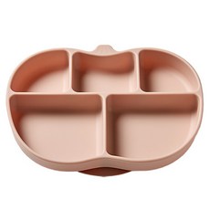 mommy's table 幼兒南瓜吸盤食品級矽膠餐盤, 1個, 單品, 香檳粉