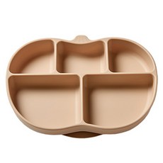 mommy's table 幼兒南瓜吸盤食品級矽膠餐盤, 1個, 單品, 沙棕色