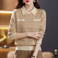 ATTERLIC 女款翻領獨特圖案針織T恤 03203