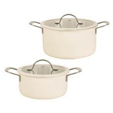 HANIL STAINLESS STEEL Rico 三層彩色鍋具組 B 2件, 1套, 雙耳鍋 18cm + 湯鍋 22cm, 混合色