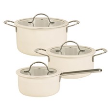 HANIL STAINLESS STEEL 厚3層Rico彩色鍋具組 E 3個, 1組, 邊16cm+邊18cm+鍋子22cm, 混色