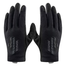 ROCKBROS 洛克兄弟 運動防風針織SBR減震墊可觸控螢幕自行車手套 雙手套組 S338, 1套, 黑色