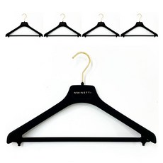 MAINETTI 頂級天鵝絨上下身衣架, 5個, 黑色