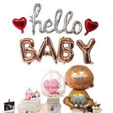 러블리팜 성별 공개 파티 베이비 샤워 팝핀 벌룬 젠더리빌 + 호일풍선 세트, 04웰컴베이비, 1개