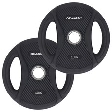 오메비 PEV 울버린 원판 바벨, 10kg, 2개, 블랙