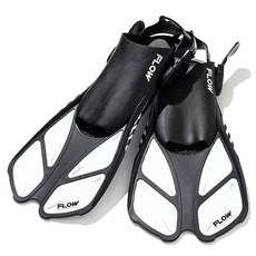 Flow 短蛙鞋 + 收納袋組合, 黑色 + 白色