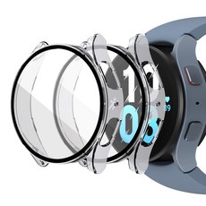 루아르모 갤럭시워치 액정보호 강화유리 풀커버 케이스 2p, 투명, 투명