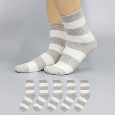 싹스윕 여성용 포근뽀송 수면 스트라이프 양말 5켤레 세트