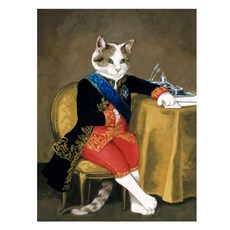 알로데 동물 의인화 된 귀족 벽 장식 보석십자수 DIY키트 30 x 40 cm, NO 10, 1개