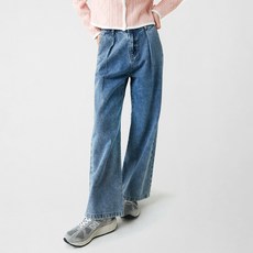 미쏘 여성용 턱 디테일 롱 와이드핏 바지