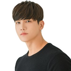 남성용 형상기억인모 탑스타일 투블럭 베이직 정수리 부분가발, 내츄럴브라운, 1개