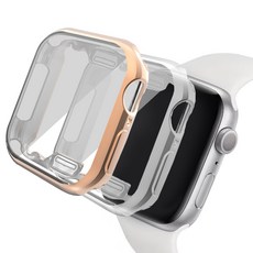 Luarmo Galaxy Watch 相容全覆蓋保護殼 2入組, 玫瑰金 透明