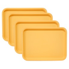 粉彩麥稈托盤, 4個, 檸檬黃