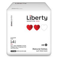 리버티오가네이처 샙프리 순면커버 센시티브 생리대 날개형, 중형, 14개입, 1개