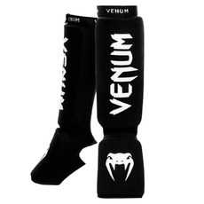 VENUM 接觸式踢拳道護脛 兩側穿戴組, 黑色 + 白色, 1套
