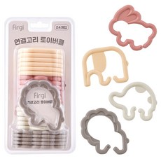 Firgi 嬰幼兒動物造型玩具掛環 4款 x 6入, 米色 + 乾燥玫瑰色 + 象牙白 + 暖灰色, 1套