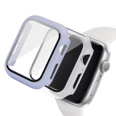 루아르모 애플워치 액정보호 강화유리 풀커버 케이스 2p, 아이스블루, 투명