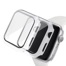 루아르모 애플워치 액정보호 강화유리 풀커버 케이스 2p, 투명, 투명