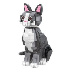 LIN07 迷你積木 灰色貓咪 DZ6118LI, 混合色, 1個