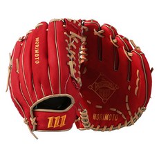 MORIMOTO Edge 內野棒球手套 右投用 MTG-04, 1個, 紅色 + 駝色