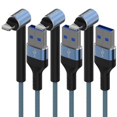 Seoga 金屬支架 iPhone 8-pin 高速充電線, 藍灰色, 1.5m, 3個