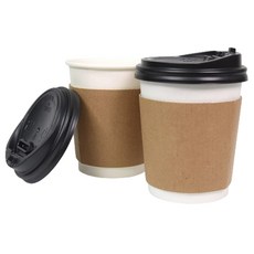大成產業 紙杯 300ml + 可開關杯蓋 + 杯套 組合, 100套