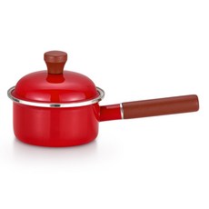 LiViNG ART IH電磁爐適用琺瑯單柄鍋, 1個, 16cm, 紅色