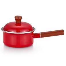 LiViNG ART IH電磁爐適用琺瑯單柄鍋, 1個, 18cm, 紅色