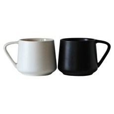 askj 三角霧面陶瓷馬克杯 420ml x 2件組, 黑色, 白色, 1套