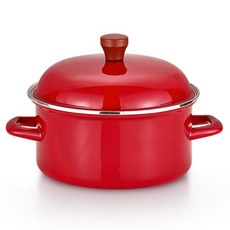 LiViNG ART 琺瑯鍋 電磁爐標示 雙耳鍋, 紅色, 24cm, 1個