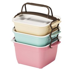 씨밀렉스 점보쿡 미니 3단 찬합 세트, 민트, 핑크, 아이보리, 1세트
