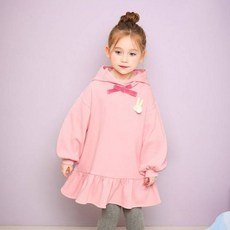 JELISPOON 女童款可愛兔子連帽刷毛長袖洋裝