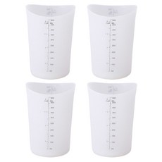 네오플램 실리콘 눈금 계량컵, 화이트, 500ml, 4개
