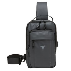 BLUEMOUNT USB連接埠 登山斜背包 APZTY8816, 灰色