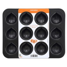 CHEFMADE 學廚 栗子瑪德蓮烤盤 12連 黑色, 1個