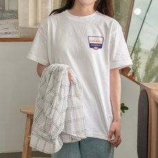 험블스튜디오 여성용 심플 롱 기본 루즈핏 17수 반팔 티셔츠 빅사이즈 FF_50