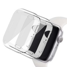 루아르모 애플워치 TPU 액정보호 풀커버 케이스 2p, 투명, 투명