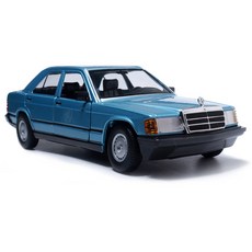 bbUrago 1:24 1987 Mercedes-Benz 190E Old Car汽車模型壓鑄 240*110*100mm, 鑽石藍