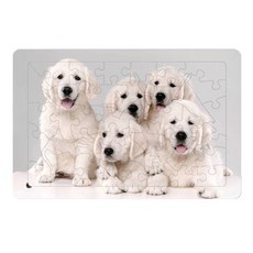 Atypical白色小狗款木質拼圖, 1個, 40件
